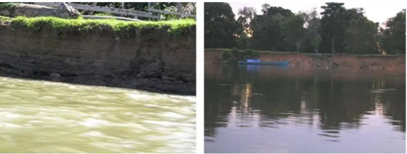 Gambar.  Longsor  tebing  sungai di  sepanjang sungai  di  KapuasKoheng (kiri) dan Sibau (kanan)