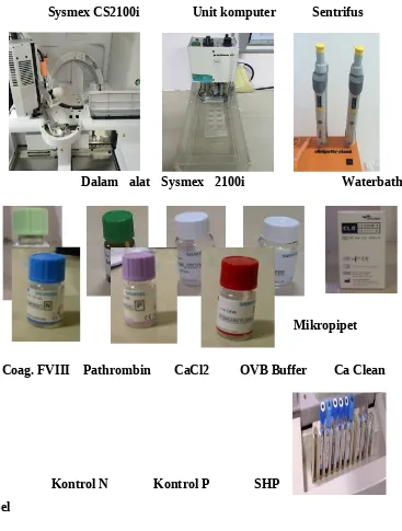 Gambar 2. Alat dan bahan Tes Inhibitor Faktor VIII menggunakan CS2100i