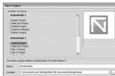 Figure 3-3. The FlashDevelop New Project dialog box