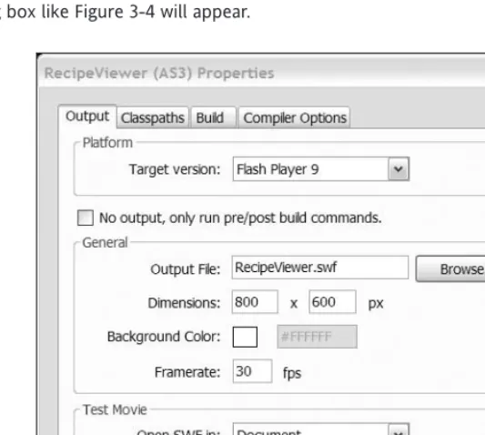 Figure 3-4. The project properties panel in FlashDevelop