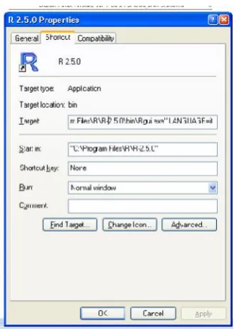 Gambar 1.4Tampilan  RCommander  dengan menu masih berbahasaInggris