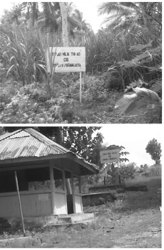 Gambar 3. Plang dan Posko Angkatan Darat di Desa Babatan dan Desa Ngadipuro, Gunung Nyamil