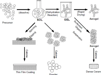 Fig. 7. Schematic representation of sol-gel process of synthesis of nanomaterials. 