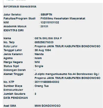 Gambar 13. Halaman Biodata Mahasiswa 