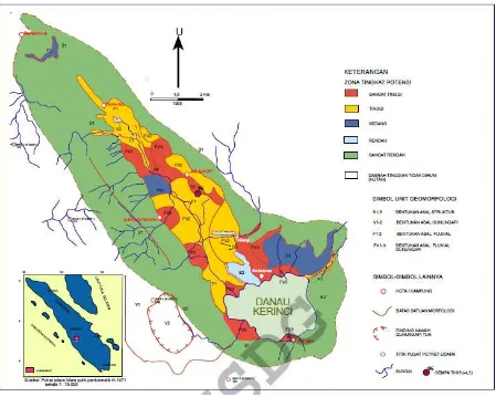 Gambar 1. Peta Potensi Bencana Longsor daerah Kerinci (Poedjoprajitno, 2012) 