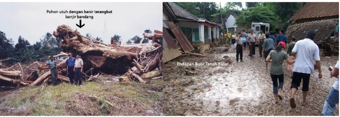 Gambar 6. Sebagian Ciri Daerah Terkena Banjir Bandang Multi-Proses Banjir dan Tanah Longsor