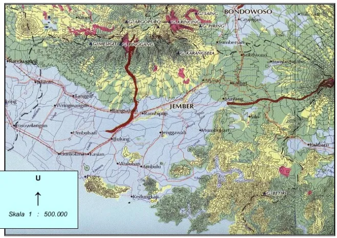 Gambar 2. Peta Potensi Gerakan Tanah Kabupaten JemberSumber : Firmansyah dan Kadarsetia (2010)