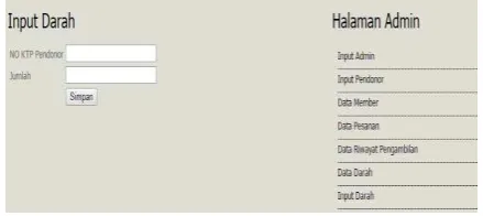 Gambar 4.19 Halaman Input Darah 
