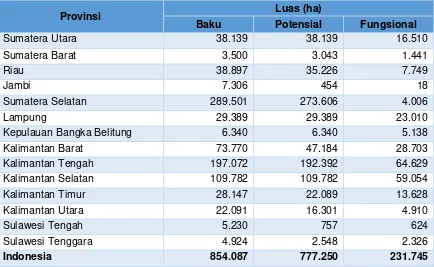 Tabel 3.12 Luas Daerah Irigasi Rawa Kewenangan Pusat Berdasarkan Survei 