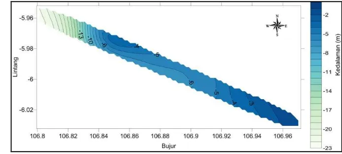 Gambar 6 Peta kontur batimetri Teluk Jakarta secara 2 dimensi 