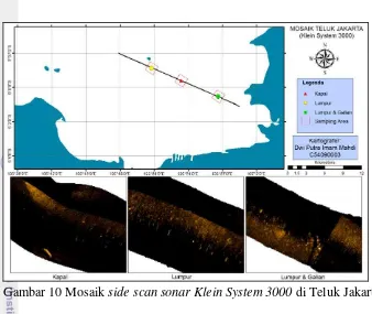 Gambar 10 Mosaik side scan sonar Klein System 3000 di Teluk Jakarta 