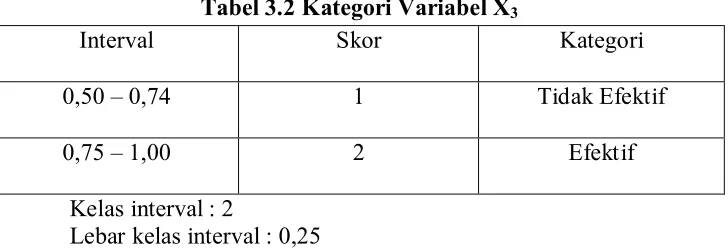 Tabel 3.2 Kategori Variabel X3 