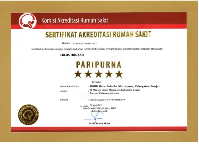 Gambar 2. sertifikat Akreditasi Rumah sakit 