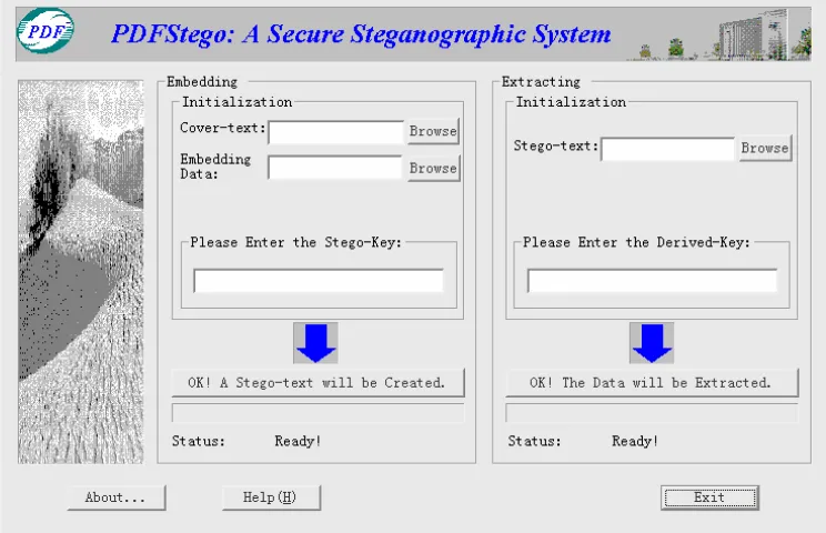 Figure 4: The user interface of PDFStego
