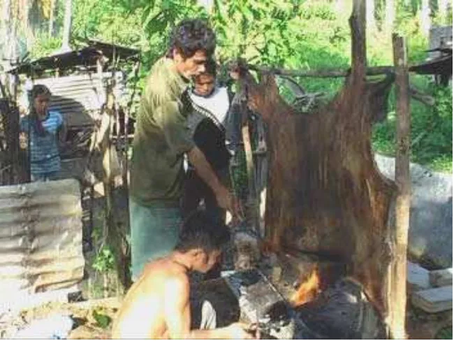 Gambar 9: Daging kerbau (jambar) yang sudah disembelih untuk dibagi-bagikan kepada masyarakat desa simarpinggan