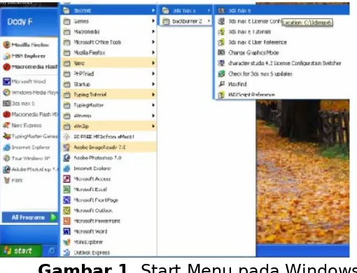 Gambar 1. Start Menu pada Windows XP
