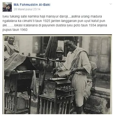 Gambar  3.6 Postingan tentang Penjual Bandros di tahun 1934. (diambil dari halaman Salakanagara)