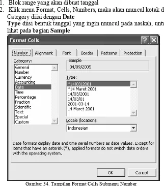 Gambar 34. Tampilan Format Cells Submenu Number 