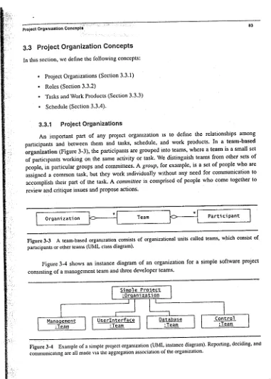 Figure 3-4Example of a simple project orgamzallon (UML instance diagram). Reporting, deciding, andcommumcanng are all made Via U1c aggregationassociation of the organization.