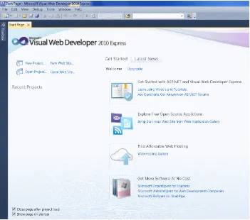 Figure 1.3. The start page of Visual Web Developer 2008 Express Edition