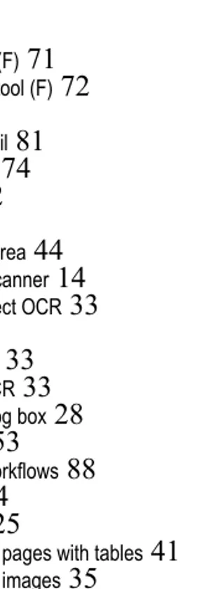 Table tool (F) 72Table zones 51Tables