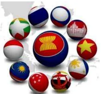 Gambar di sepuluh negara anggota ASEAN yang ditandai dengan bendera yang dipasang di atas perempuan) sebagai duta bangsa/negaranya
