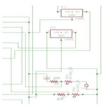 Gambar 4.  Schematic diagram sistem keluaran dengan light emitting diode dan buzzer 