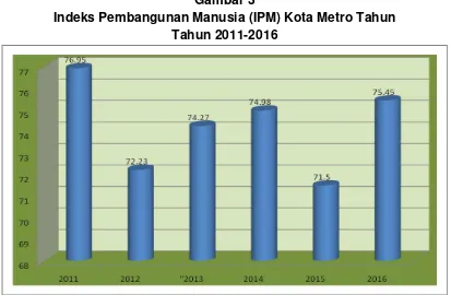 Gambar 3 Indeks Pembangunan Manusia (IPM) Kota Metro Tahun  