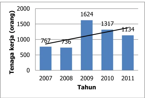 Gambar 1 Dinamika tenaga kerja subsektor peternakan tahun 2007-2011 