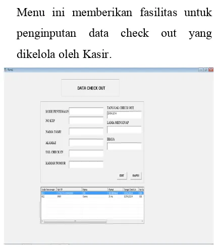 Gambar 4.4 Form Data Master Check Out