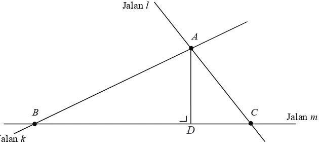 Gambar 6.2. Segitiga ABC dengan garis tinggi AD