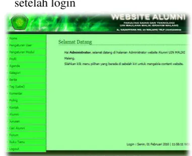 Gambar 5. Halaman home admin user yang terdaftar 