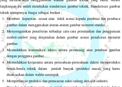 gambar dalam menggunakan aturan-aturan gambar menurut standar. 