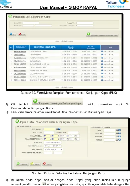 Gambar 33. Input Data Pemberitahuan Kunjungan Kapal