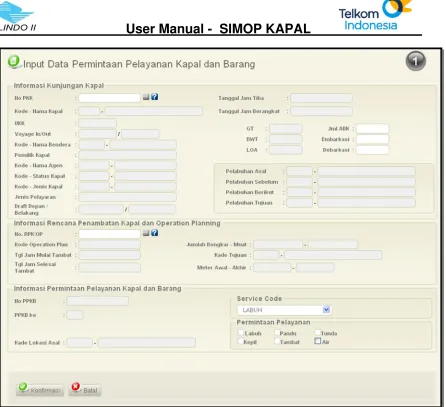 Gambar 42. Input Data Permintaan Pelayanan Kapal dan Barang.