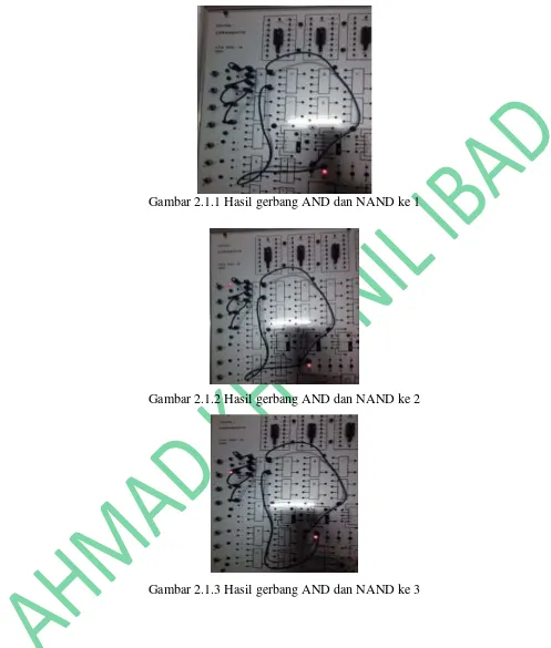 Gambar 2.1.1 Hasil gerbang AND dan NAND ke 1 