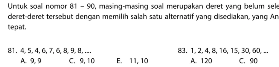 Tabel berikut untuk nomor 77 – 80.