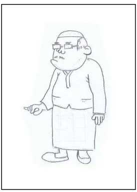 Gambar IV.13 Penegasan outline karakter kartun Pak Haji -Benny 