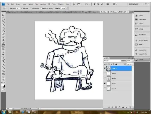 Gambar IV.18 Sketsa awal karakter kartun tukang tambal ban - Benny Rachmadi 