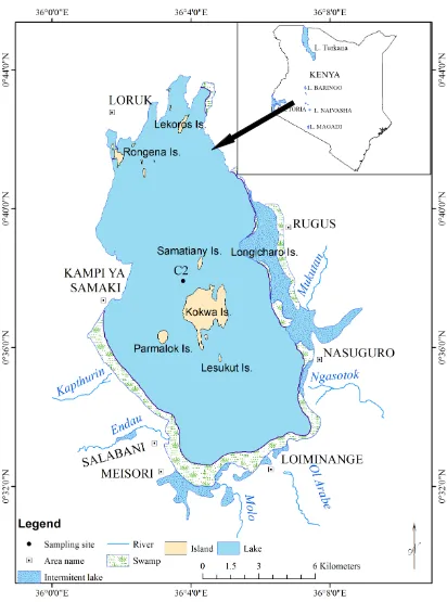 Fig. 1  A map of Lake Baringo showing the sampling station (C2).