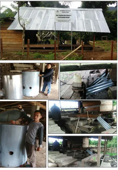 Gambar 3. Alat dan Proses Penyulingan Minyak Nilam di Unit Usaha Masyarakat Penyulingan Nilam Desa Napal Licin 