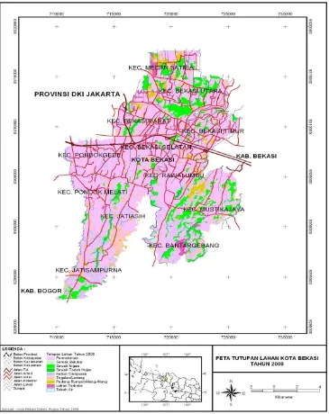 Gambar 4   Peta penggunaan lahan Kota Bekasi tahun 2009 