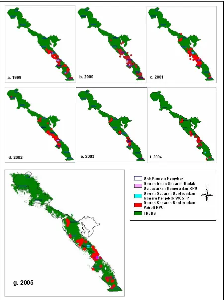 Gambar 4. Peta Sebaran Badak Sumatera 1999--2005  