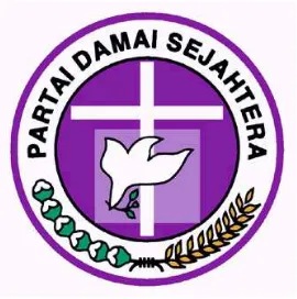 Gambar lingkaran dengan latar ungu dan dengan sebuah salib ditengah 
