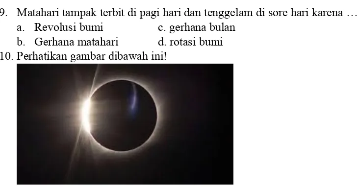 Gambar diatas merupakan peristiwa gerhana matahari ….a.Totalc. sebagian