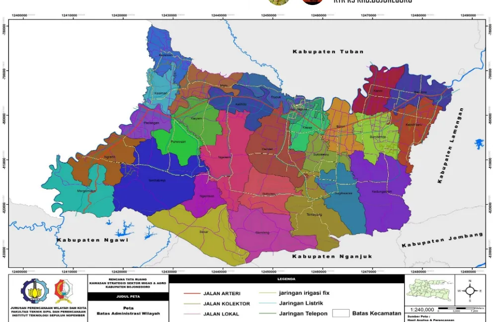 Gambar 1 Peta Batas Administrasi Kabupaten Bojonegoro 