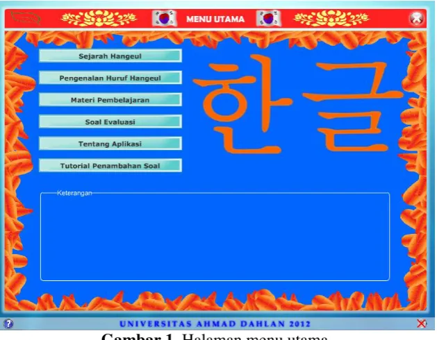 Gambar 1. Halaman menu utama 
