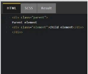 Gambar  3.6  Skrip HTML element Child akan mengikuti element Utama 