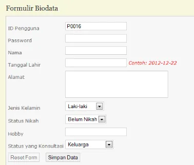 Gambar 3.6. Form registrasi pengguna konsultasi 