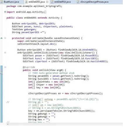 Gambar 4.2 Implementasi program enkripsi dan dekripsi DES 
